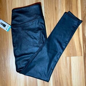 Seven7 Black Faux Leather Leggings Large NWT
